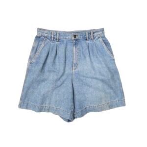 Vintage Liz Claiborne High‎ Rise Pleated Front Cuffed Hem Denim Mom Shorts 4